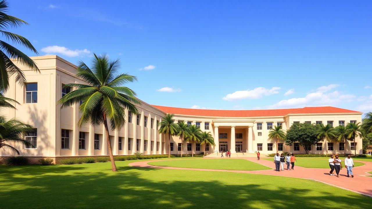 University campus in South Sudan with students walking