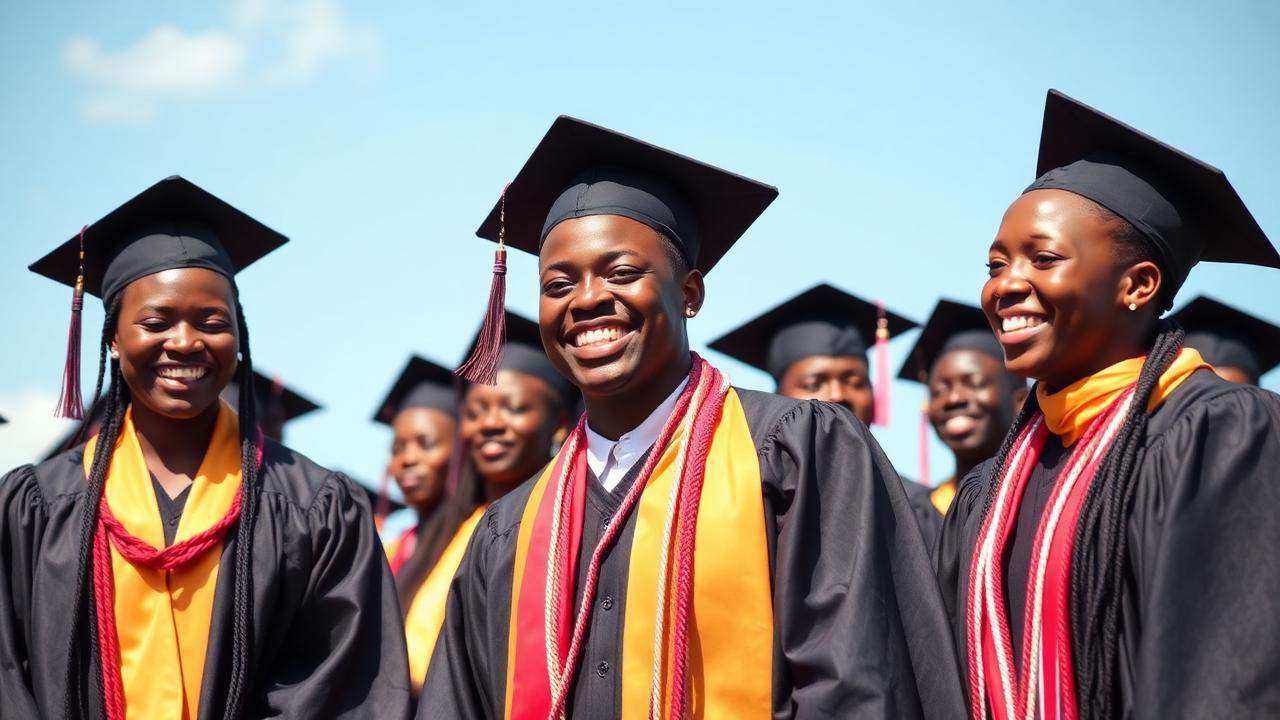 South Sudanese graduates celebrating at commencement